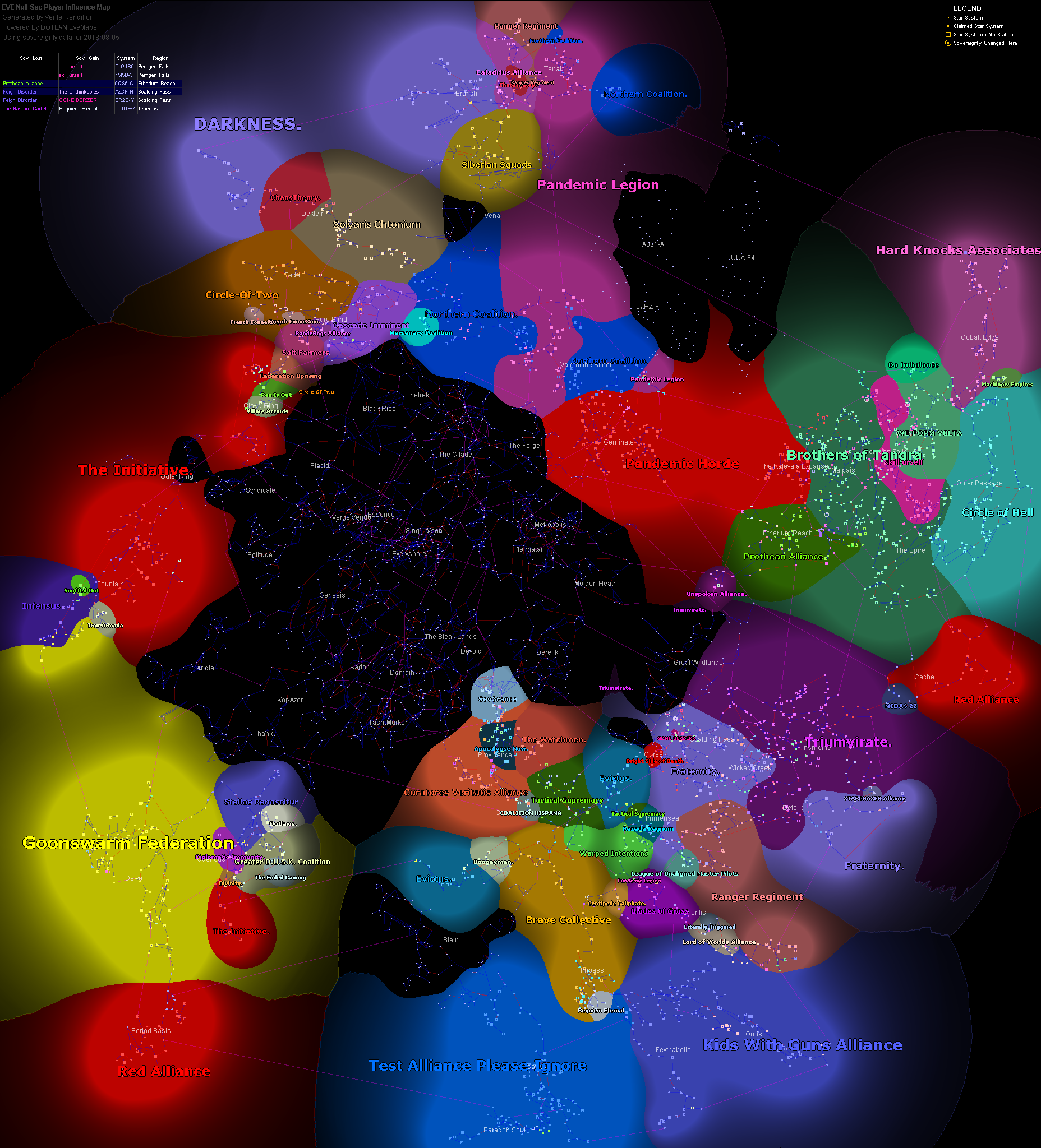 Политическая карта суверенитета EVE Online